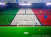 zuschauertribuene in italienscher Landesfarbe