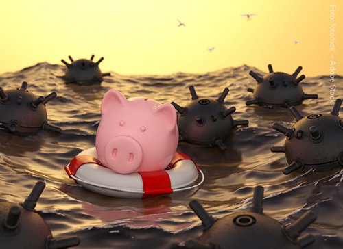 sparschwein im rettungsring auf dem meer - zum Blogbeitrag: Krisen-Resilienz lässt sich nicht mit Schema F-Lösungen stärken!