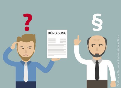 Zwei Personen mit Kündiungsschreiben - zum Blogbeitrag: Worauf Arbeitgeber bei Kündigungen achten müssen 