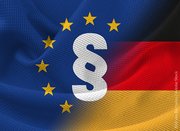 Europa und Deutschlandflagge mit Paragrafenzeichen