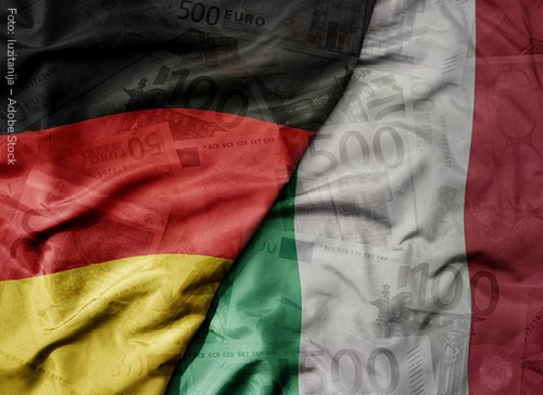 deutsche und italienische Flagge nebeneinander - zum Blogbeitrag: Wirtschaftlich gesehen Bella Figura machen: Wie sichere Geschäfte mit Partnern aus Italien gelingen 
