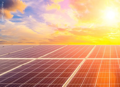 Photovoltaik Module im Sonnenuntergang - zum Blogbeitrag: Sonnenwende in der Solarbranche